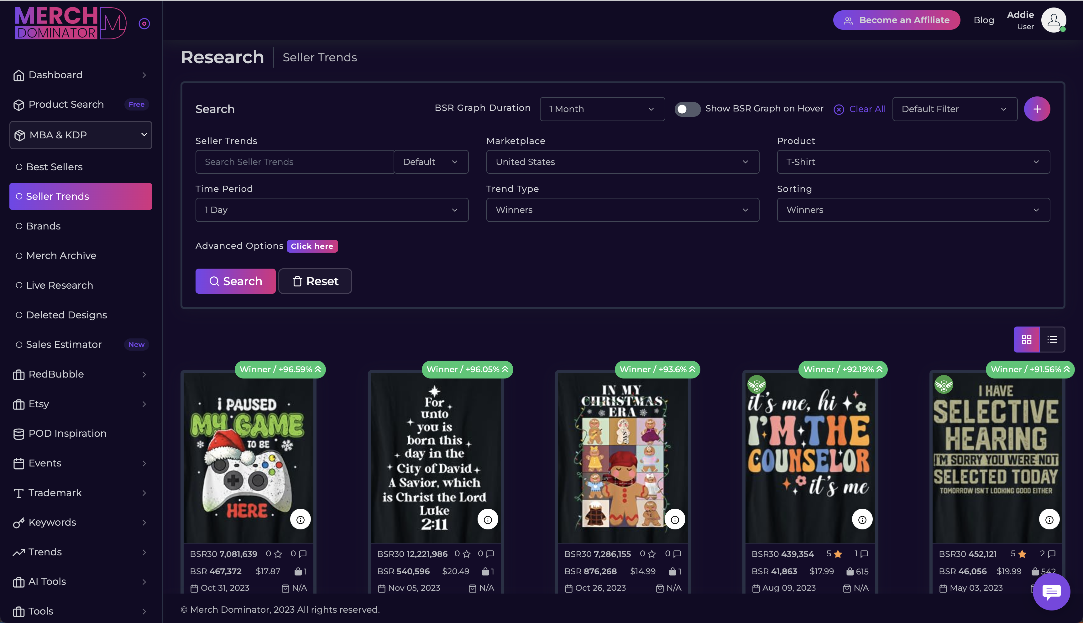 screenshot of Merch Dominator